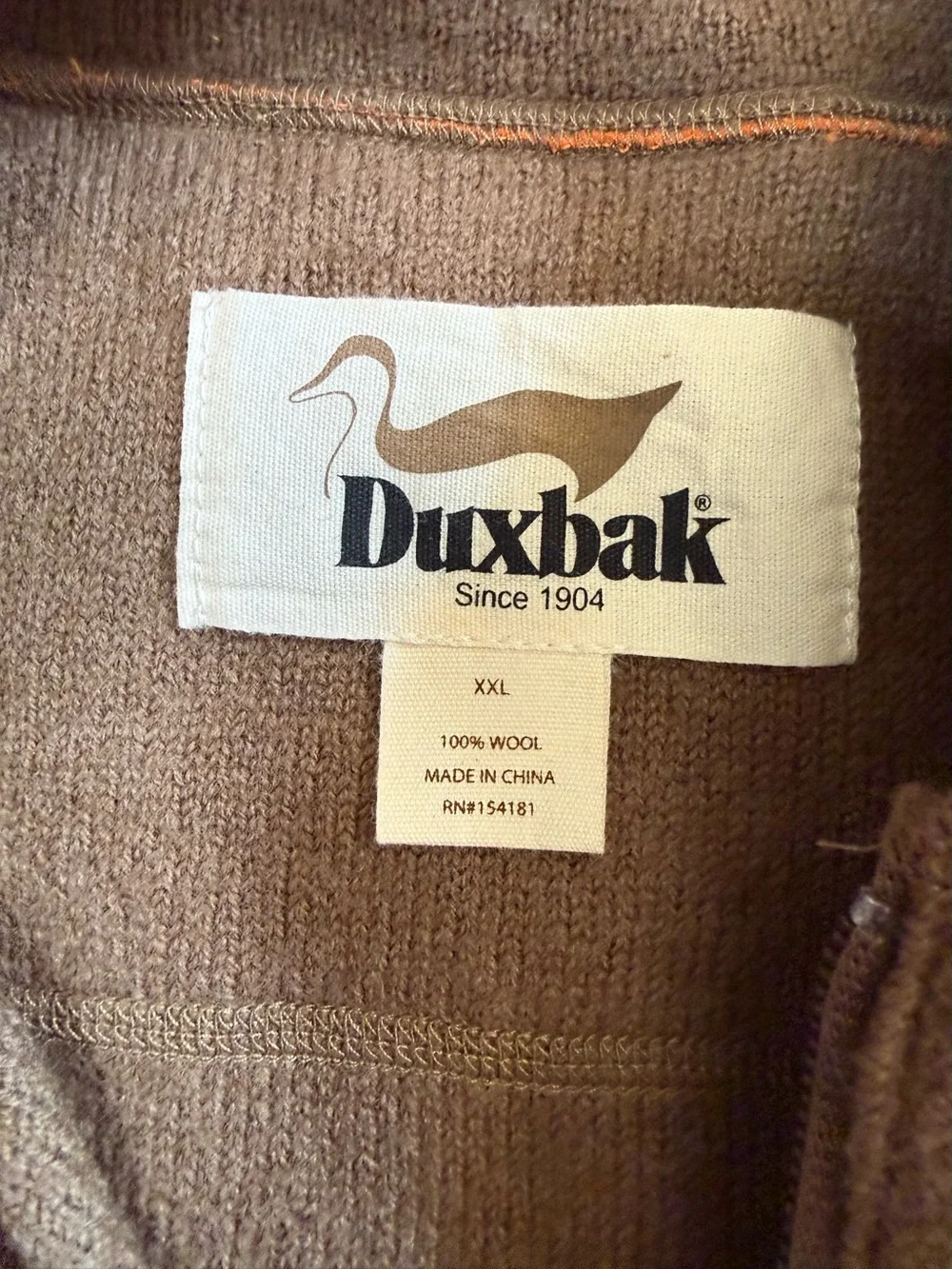 Duxbak North Wind Field Sweater Mens XXL 100% Wool Blaze Orange Hunting NWT